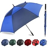 ZDSSM Automatic Open Extra Large Golf Umbrella Windproof Heavy Duty Large Umbrellas for Rain, Oversize Double Canopy Vented Stick Umbrellas for Golf and Outdoor Sports(Royal Blue/Navy 72 Inch)