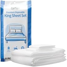 ForPro Premium Disposable Sheet Set, 4-PC King Size Bedding for Travel, Includes Bed Sheet, Duvet Cover and Two Pillowcases, White