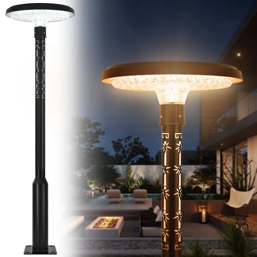 HCOOR 107" Solar Lamp Post Light, 3000K/4000K/6000K 3 Color Modes, IP65...