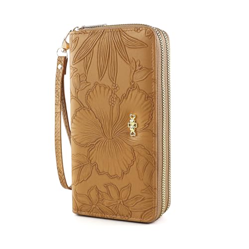 Image of AdiStylinno Women Wallets, Large Capacity Double Zip Long Purses for Women, PU Leather Ladies Credit Card Holder Wallet with Zip Pocket Multi Card Slots and Big Compartments (Khaki)