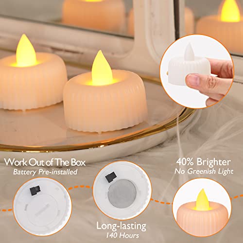 Raycare Led Candles, 24Pcs Led Tea Lights Candles Battery Operated, Last 2X Longer Flameless Flickering Electric Tea Lights For Home Decor, Holiday Decor, Table Decor, 1.58''D X 1.38''H, White Base #TOP1