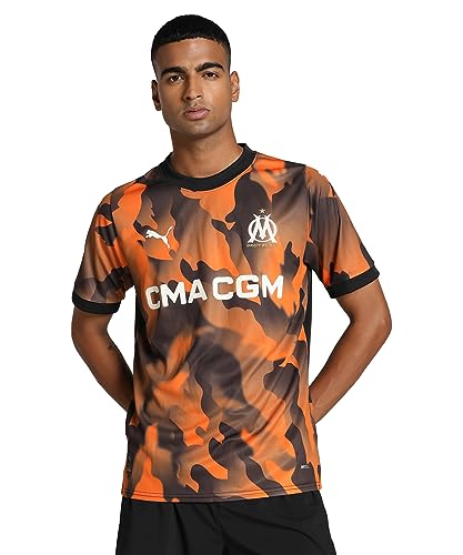 PUMA Olympique de Marseille 771344-03 3rd Jersey Replica T-Shirt Unisex Black-Flat Dark Gray-Rickie Orange Taille M
