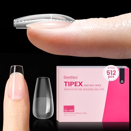 Gelab cosmetics LLC Beetles Tipex Instant Apex Nail Tips, Square Medium, 16 Sizes (00–14), 192pcs, Built-In Apex, No Builder Gel Required, Thicker Strong Acrylic Tips for DIY Nail Extensions