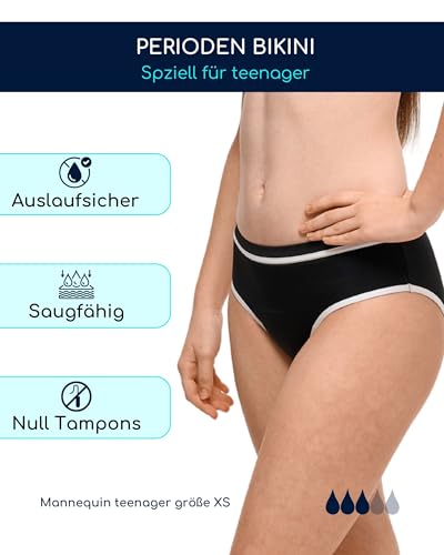 SORIO® - Perioden Bikini für Teenager Mädchen – Saugfähig, Auslaufsicher und Geruchsfrei – Period Swimwear Teenager – Bequem und Diskret – Für Leichte und Mittle Tage – Für Pool und Strand – AVA