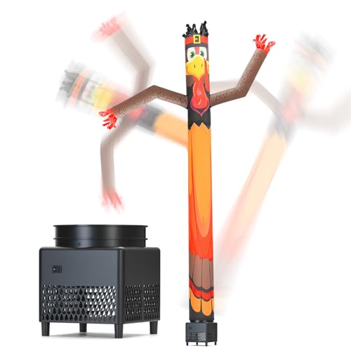 Mkevi 6ft Pumpkin Turkey Sky Air Puppet Dancer Inflatable Tube Man with Lights & Built-in Blower - Wacky Waving Wind Flying Dancing for Stand Out Thanksgiving Day Party Business Advertising