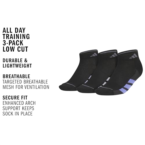 Image of adidas Women's All Day Training Socks 3 Pairs | 3-Pack, Targeted Cushioning, Arch Support, Breathable Moisture-Wicking, Reinforced Heel & Toe, All-Day Comfort