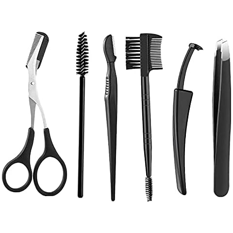 6 Pieces Eyebrow Trimming Kit with Tweezers Scissors Eyebrow Razor and Eyebrow Brush Eyebrow Tools for Women and Men Cover