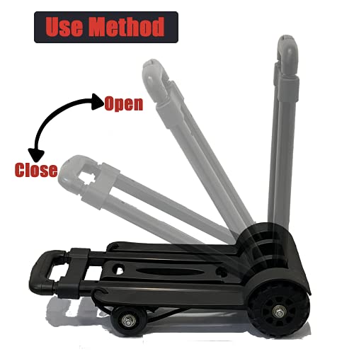Folding Hand Truck, WYNK Portable Fold Up Dolly, 50 Kg/110 lbs Heavy Duty 4-Wheel Solid Construction Utility Cart Compact and Lightweight for Luggage, Personal, Travel, Auto, Moving and Office Use