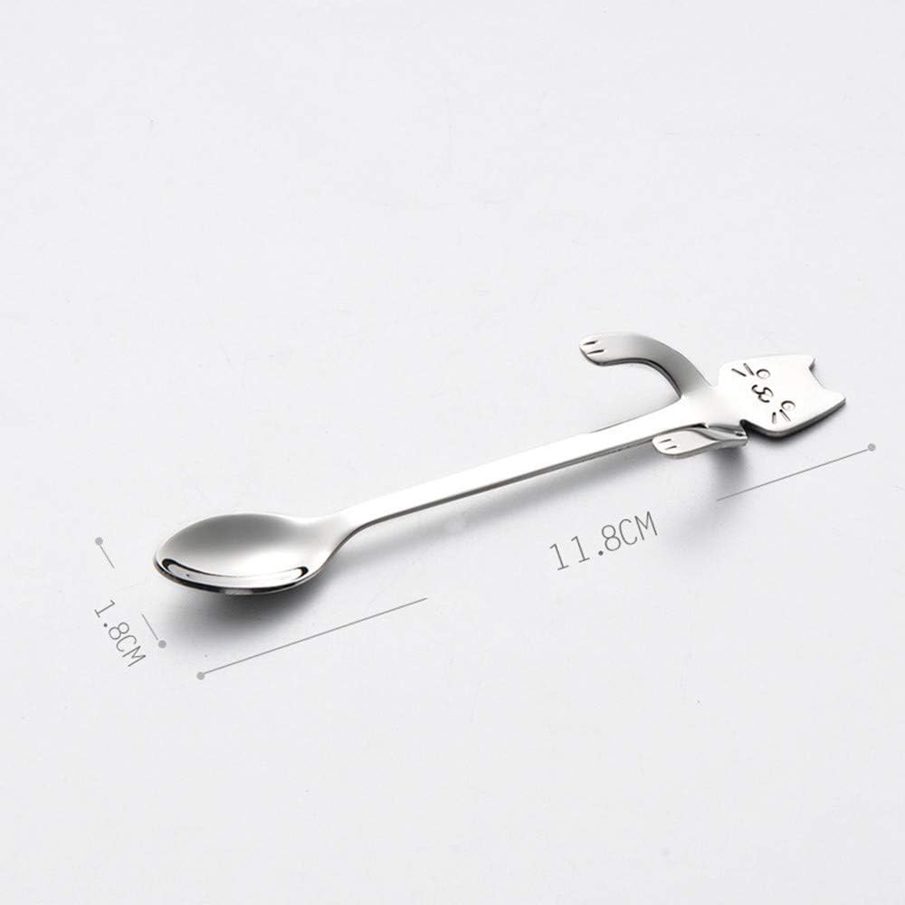 Spoon Cat Spoon Cute Spoon Feb 7 Stainless Steel Cat Kitten Design Coffee/Dessert/Drink/Mixing/Milkshake Spoon Tableware Flatware Gadgets Scoop Ladle Spoons-Set of 4