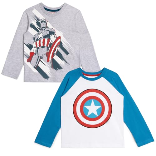 Vêtement enfant Marvel Captain America lot de deux t-shirts manches longues gris blanc