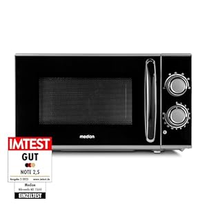 MEDION Mikrowelle, ca. 700 Watt Leistung, ca. 17 Liter Kapazität, 6 Stufen, Auftaufunktion, MD 15644, schwarz/silber