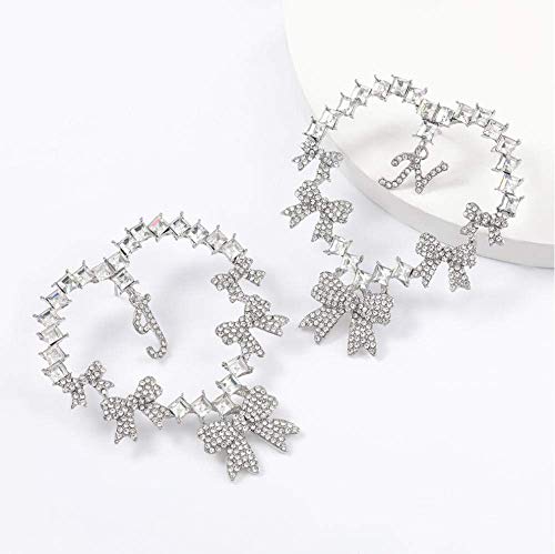 Pendientes de lazo de corazón con diamantes para mujer joyería drop 4