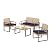 MFSTUDIO 4 Pieces Outdoor Wicker Small Wood Patio Furniture Set, Outdoor Yellow Wicker Conversation Furniture Set with Cushion Chairs, Wood Table, Loveseat Sofa, Patio Rattan Sofa Set 4 Piece