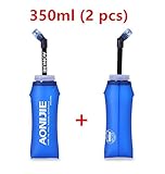 Capacidad: 350 ml, 600 ml. 2 cantimploras plegables Aonije sin BPA, de TPU, botella con pajita, 350ML