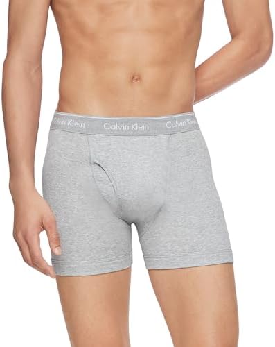 Calvin Klein Men's Cotton Classics 3-pack Boxer Brief, 3 Grey Heather, Large - 4