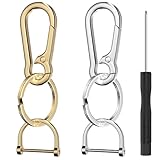 2 Pack Keychain Rings for Car Keys, Metal Key Chain Holder with Detachable D-Ring, Carabiner Keychain Hook, Key Chain Clip for Purse Charm Hook, Men and Women Key Fob (Gold and Silver) Car Accessories
