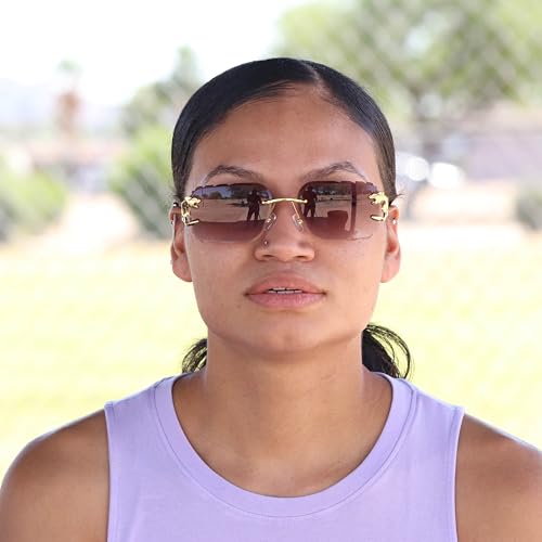 Image of Rimless Diamond Cut Trendy Retro Hip Hop Tint Lens Sun Glasses Frameless Rectangle Sunglasses For Men and Women