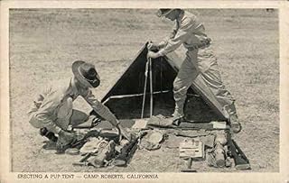 Erecting a Pup Tent Camp Roberts, California CA Original Antique Postcard