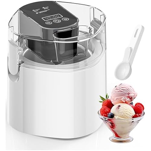Ice Cream Maker Machine, 1.52 Quarts Ice Cream, Sorbet and Frozen Yogurt Machine, 1.52-Qt Insulated Freezer Bowl, LCD Screen and Timer, Quick Results, Easy to Operate and Clean