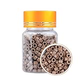 500 PCS Silicone Lined Micro Beads, 5mm Light Brown Color Hair Extension Beads Micro Rings Links Beads for I Bonded Tipped Hair Extensions