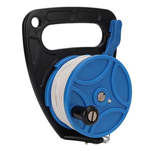 Diving Reels, Anchor Rope Spool Finger Roller Wire Wheel with 83m White Line for Cave Exile Dive (Blue Reel)