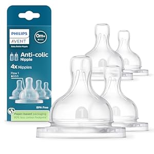 Philips Avent Anti-Colic Nipples – Flow 1, 4-Pack, SCY761/44