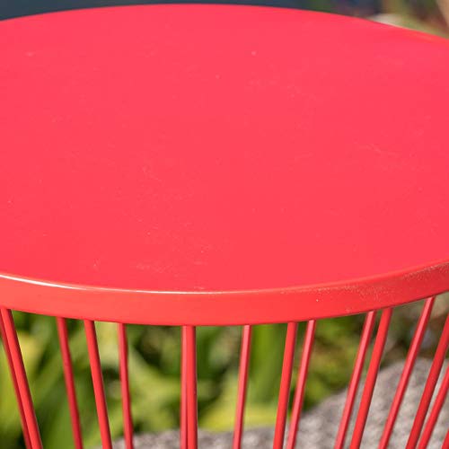 Christopher Knight Home Lassen Outdoor 16" Iron Side Table, Matte Red #TOP3