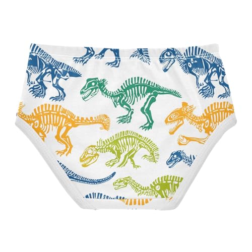 Wusikd Dinosaurs Skeletons Girls' Underwear Cotton Blue Green Orange Yellow Girls Briefs Soft Toddler Underwear 2T2
