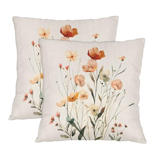 TULIMET Floral Pillow Covers 14 x 14 Inch Set of