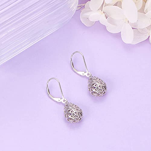 925 Sterling Silver Filigree Dangle Drop Earrings Celtic Knot Leverback Teardrop Earrings For Women Jewelry For Mothers Day #TOP2