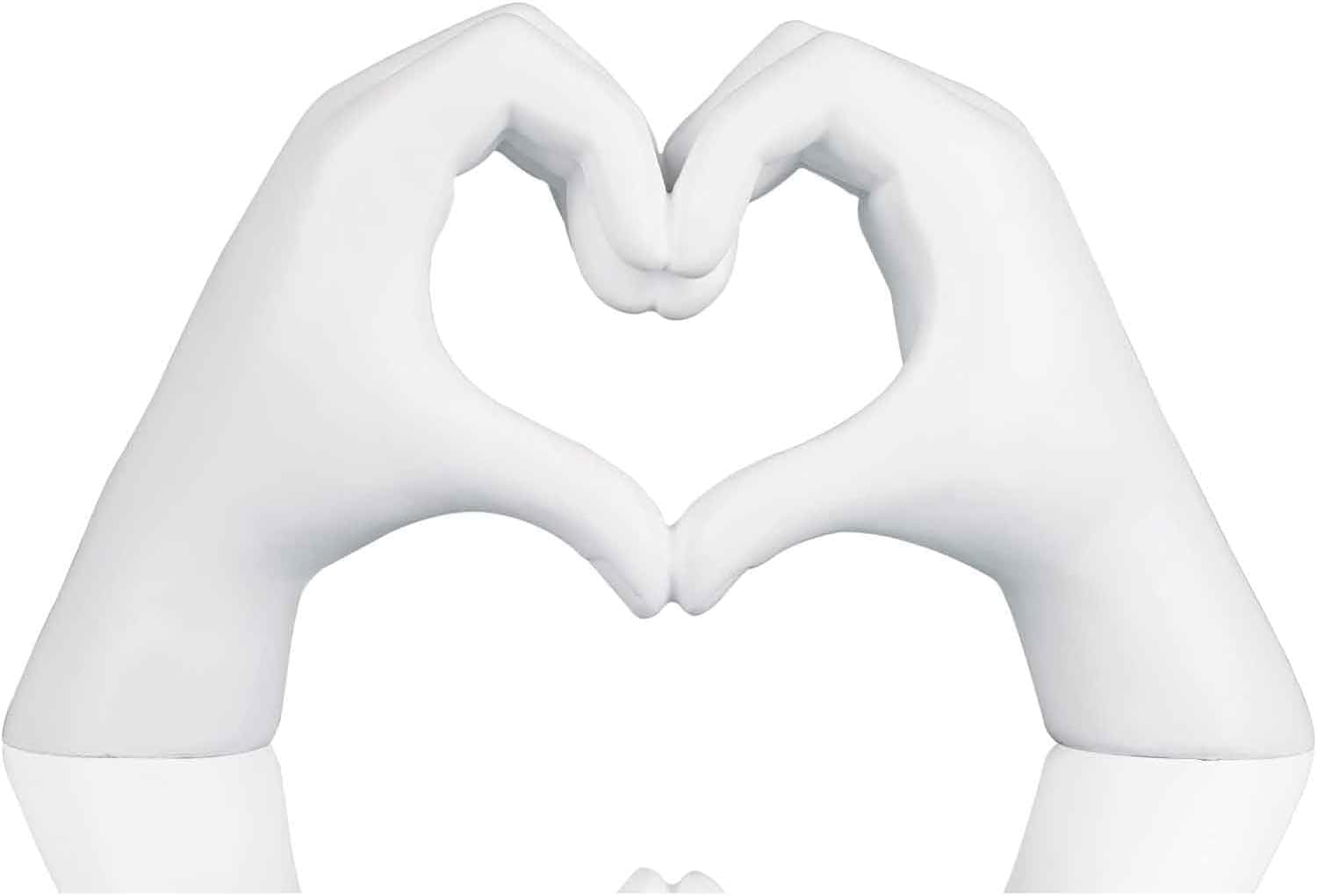Heart Hands Sculpture Gift, White Heart Gesture Statue, Love Sign Table Decor, Heart Shape Figurine, Friendship Bracelet Holder (White)