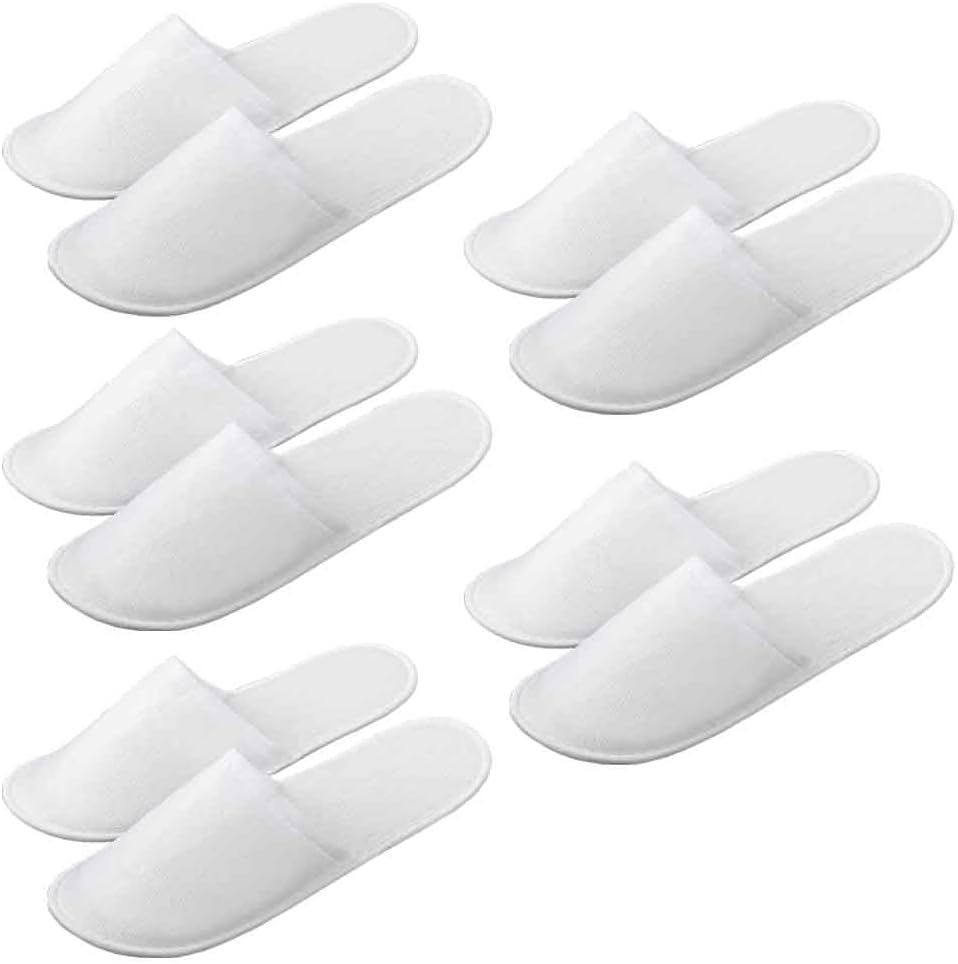 5Pairs Disposable Slippers for Guests; Non-Slip Disposable House Slippers for Guest; Bulk Indoor Hotel Slippers; Guest Slippers for Hotel, Spa, Travel, Shoeless Home