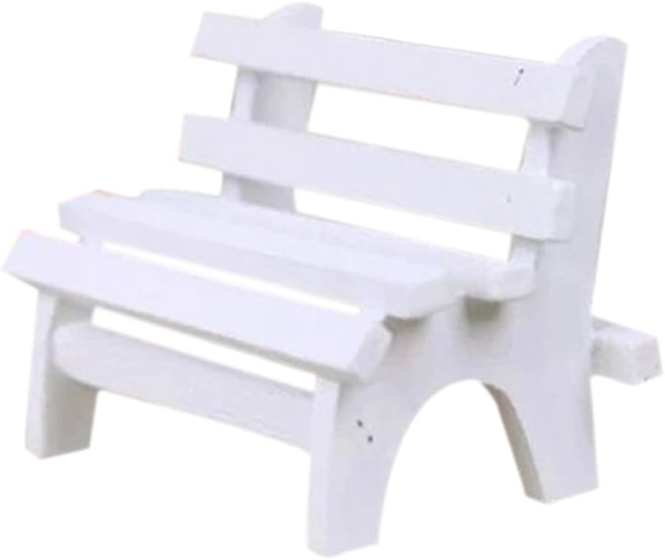 Hemoton Decorative Miniature Park Bench White Garden Furniture Porch Chair for Decor