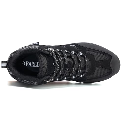 EARLDE Herren Wanderstiefel Wasserdicht Schuhe Wanderschuhe Leicht Trekkingschuhe Outdoorschuhe Schwarz 45 EU