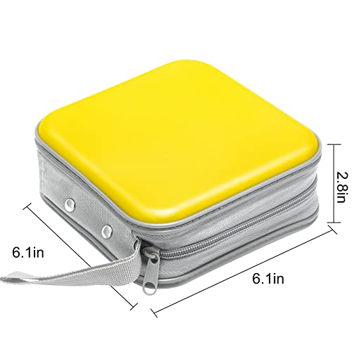 Siveit Cd Case, 40 Capacity Cd/Dvd Case Holders Wallet Hard Plastic Dvd Disc Cases Storage Binder For Car Home Office Travel (Yellow) #TOP5