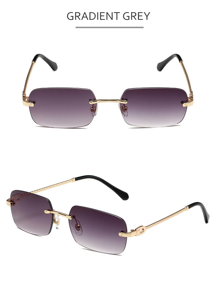 Rimless Square lens Metal Sun Glasses Trendy Sunglasses UV400 Sun glasses UV Blocking Men Women Classic Trendy MC26612