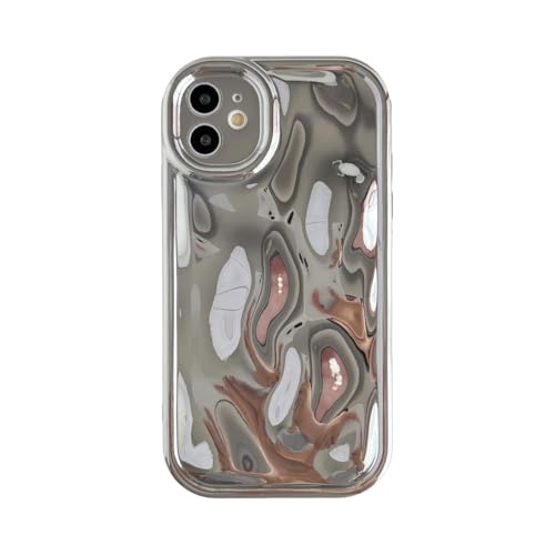 Dzdcase Designed for iPhone Case,Luxury Water Ripple Wave Meteorite Bubble Pattern Chrome Plating Soft Phone Case (iPhone 14,Silvery)