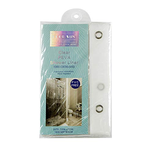 Goodsun Peva Antimicrobial Pvc Free Shower Curtain Liner, Size:72”X72”, Color: Clear, Transparent #TOP3