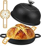 AHJ Eingebranntes Gusseisen Topf Brotbacken,4,7L Brotbacktopf mit Deckel & Silikonmatte, 24 cm Dutch Oven für Sauerteig Brot, Bräter Schmortopf für Backen Schmoren & Braten, Geschenk für Brotbäcker