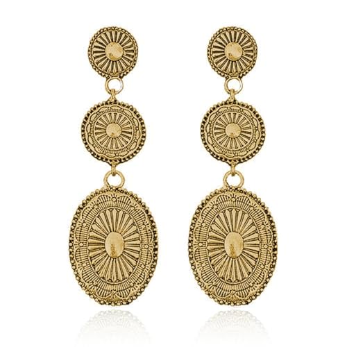 SIXDUTON Boucles d'Oreilles Pendantes Bohèmes pour Femmes, Hypoallergénique Vintage Bohème Style National Ethniques Légères Chics Turquoise Boucles D'Oreilles Bijoux Cadeaux (Or-B)