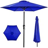 Best Choice Products 10ft Outdoor Steel Polyester Market Patio Umbrella w/Crank, Easy Push Button, Tilt, Table Compatible - Resort Blue