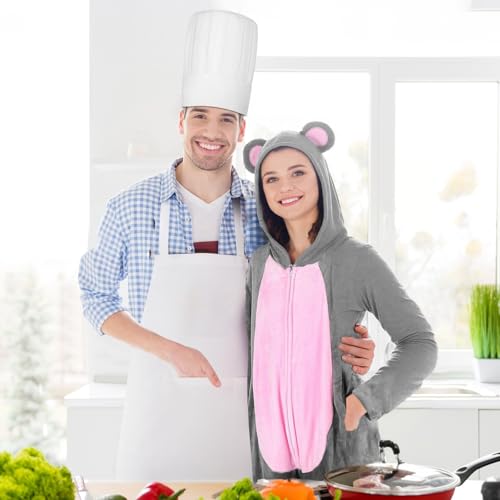 Hillban 4 Pcs Couple Mouse Chef Costume Accessories Chef Hat Apron Spoon Rat Jumpsuits for Halloween Cosplay Party(Large) by Hillban - Image 5