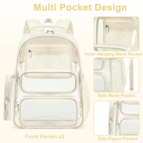 BTOOP Clear Backpack Heavy Duty Transparent Backpack 17\" See Through Bookbag for College Work Festival Security with Padded Strap Large Capacity - Thumbnail 3