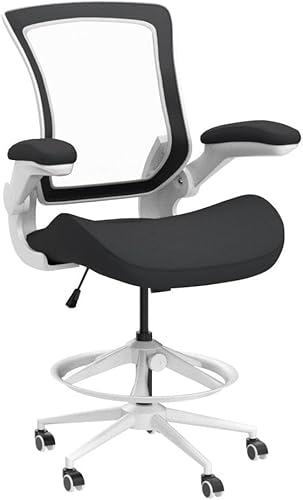 Miniatura 4 de BOJUZIJA Silla de dibujo, silla de oficina alta, silla de escritorio de pie con altura ajustable y reposapiés, silla de computadora giratoria de