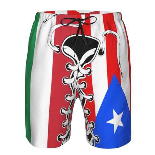 Men's Vintage Puerto Rico Italy Italian Flag Board Shorts Swim Trunks