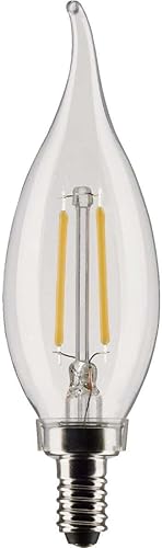 Satco 21839-3CA10/LED/927/CL/120V/E12/2CD Decorativo (S21839) Punta de Vela Bombilla LED