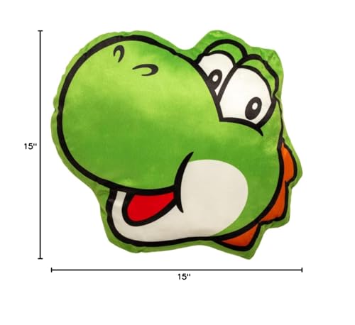 Image of Nintendo Super Mario Yoshi Gaming Bedding Super Soft Plush Decorative Pillow, One Size, (Officially Licensed Product) By Franco