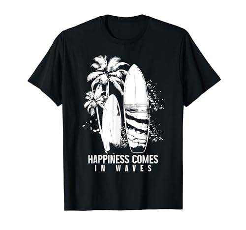 Happiness Comes In Waves Surfer Surf Vintage Surf T-Shirt