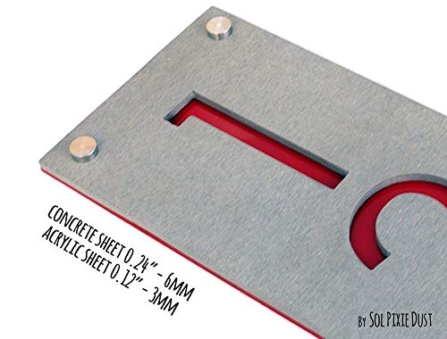 Modern House Numbers - Concrete With Red Acrylic - Vertical - Contemporary Home Address -Sign Plaque - Apartment Door Number #TOP1