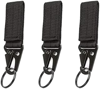 LuoQiuFa 3-Piece Tactical Nylon Webbing Buckle Carabiner Molle Belt Clip Key Buckle, Suitable for Outdoor Sports(Black)